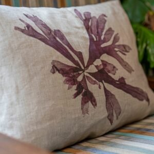 Purple Dulse Seaweed Pillow by Nicola Weldon - Coastal decor pillow in purple tones