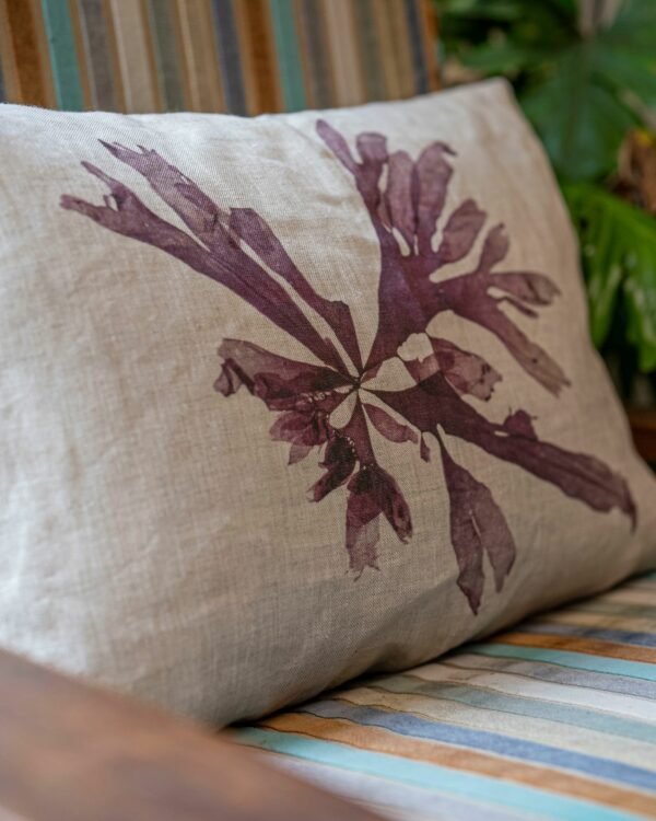 Purple Dulse Seaweed Pillow by Nicola Weldon - Coastal decor pillow in purple tones