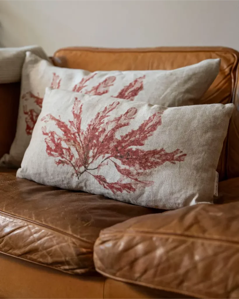 Sea Beech Seaweed Pillow by Nicola Weldon - Coastal home decor pillow with seaweed design