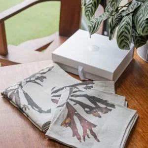 Brown Dulse Seaweed Napkin by Nicola Weldon - Coastal linen napkin with seaweed design