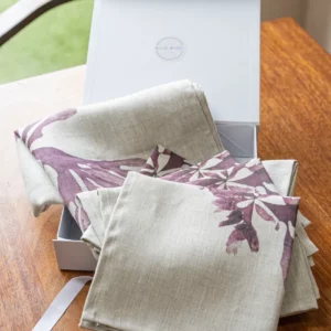 Purple Dulse Table Runner by Nicola Weldon - Coastal linen table runner with purple seaweed design