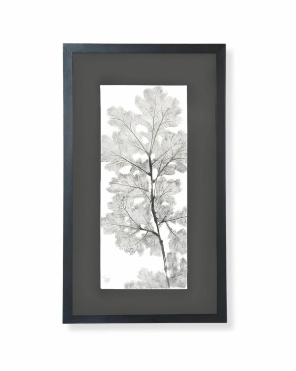 Oak Leaves (Charcoal) by Nicola Weldon - Fine art print with intricate oak leaves in charcoal tones