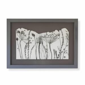 Charcoal Grey Landscape Ceramic Plaque by Nicola Weldon - Elegant Irish artist depiction of a charcoal grey landscape