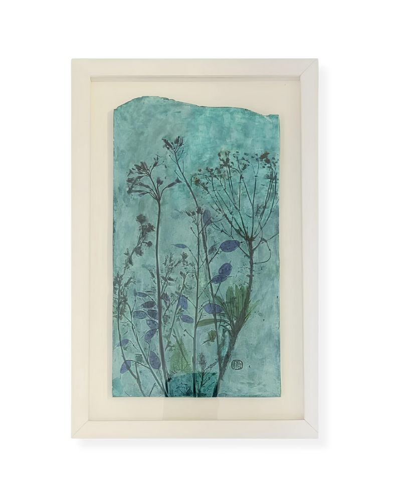 Seedhead Mix with Blue/Green by Nicola Weldon - Delicate Irish art with seedheads in blue and green hues