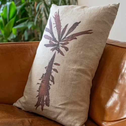 Long Purple Dulse Seaweed Pillow by Nicola Weldon - Coastal decor elongated pillow in purple hues"